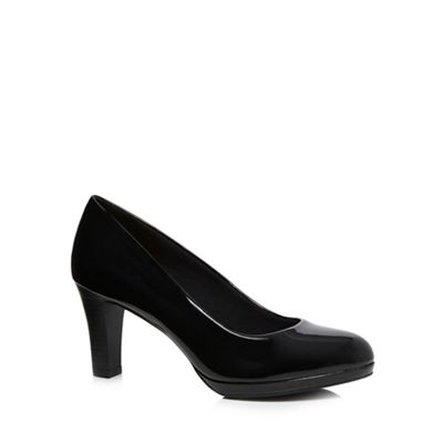 Black patent high wide fit court shoes